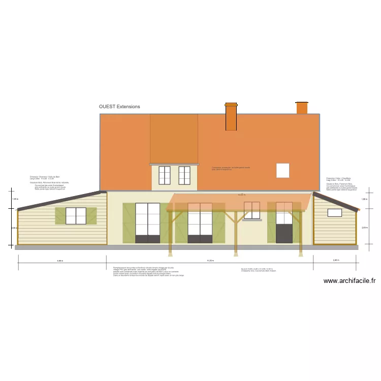 Meaulne Façade Ouest extansions. Plan de Meaulne Façade Ouest extansions. Plan de