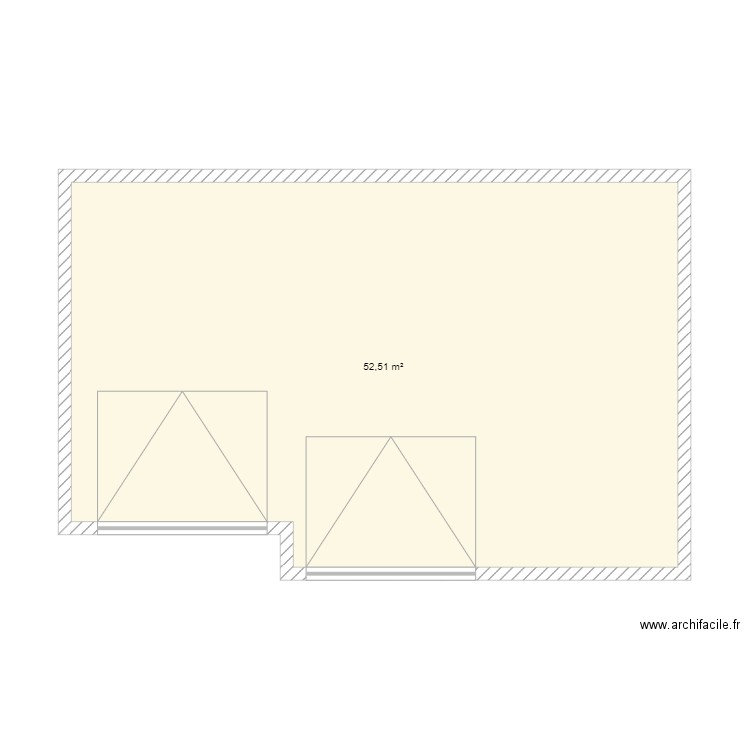 garage. Plan de 1 pièce et 53 m2