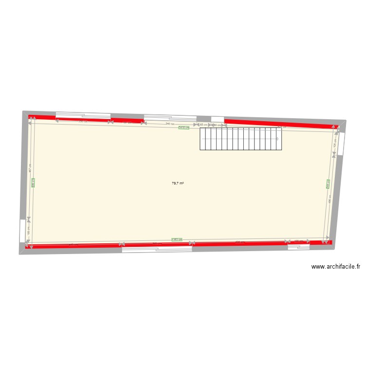 Ferme - pièce à vivre avec isolation murs. Plan de 1 pièce et 80 m2