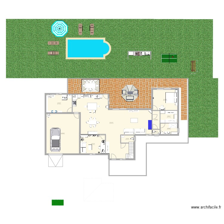 Villa Oliva. Plan de 10 pièces et 177 m2
