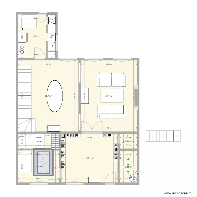 SP 1er &eacute;tage meuble kitch2 MEZZA plan electrique. Plan de 