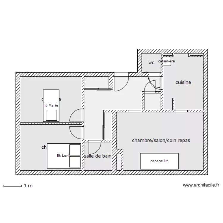 appart 3 pi&egrave;ces . Plan de 
