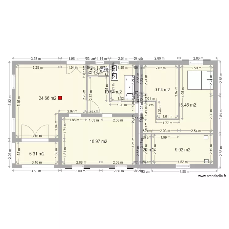 extension nord chambres droites. Plan de 
