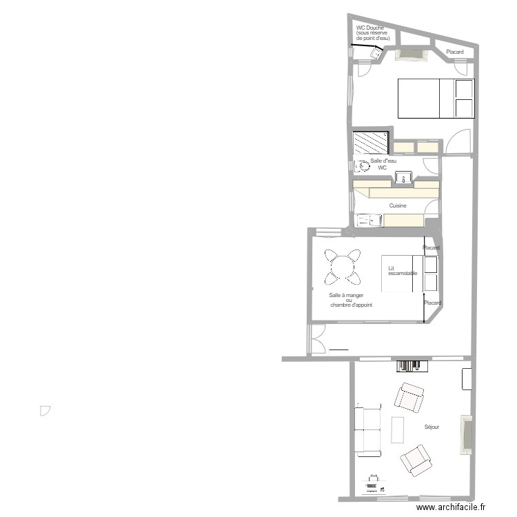 Plan Projet 8 Chomel. Plan de 2 pièces et 2 m2