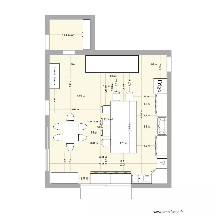 cuisine st maxime2. Plan de 2  et 57 m²