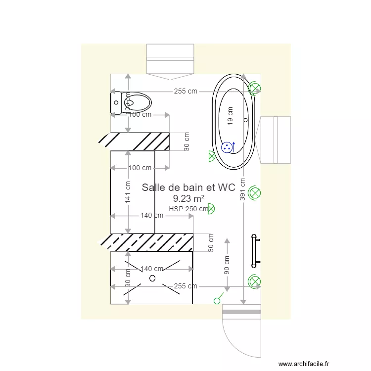 Salle de bain et WC 4. Plan de 