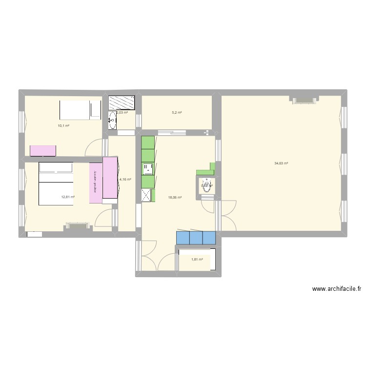 APPARTEMENT REMI. Plan de 9 pièces et 89 m2