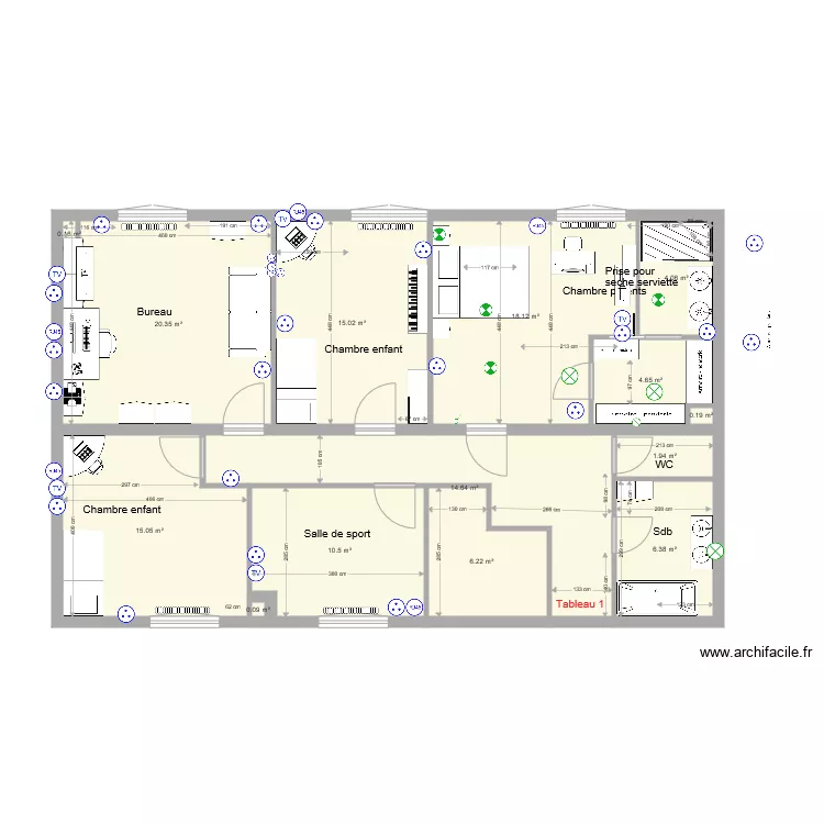 Maison Fillinges Projet 7 changement chambre 2. Plan de 