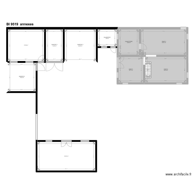 BI 9519. Plan de 34 pièces et 560 m2