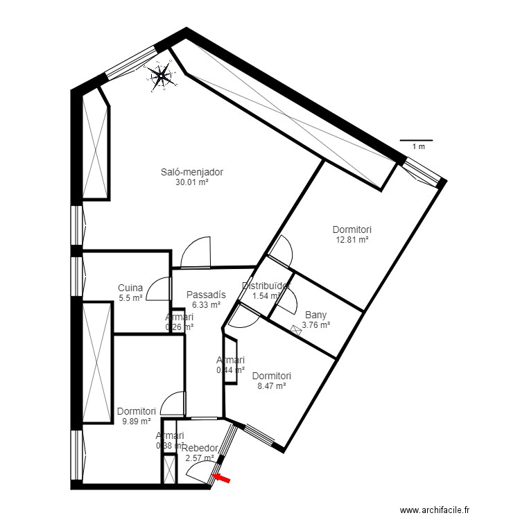 ED OS BLANC AP 43. Plan de 17 pièces et 110 m2