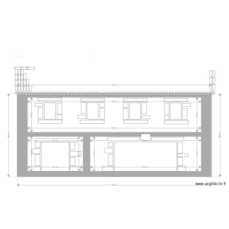 BERGERIE FACADE SUD 1. Plan de 3 pièces et 61 m2