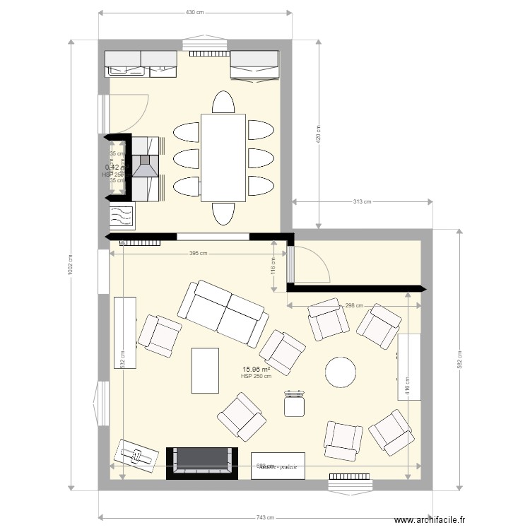 cuisine salon Corrèze table sans rallonge. Plan de 0 pièce et 0 m2