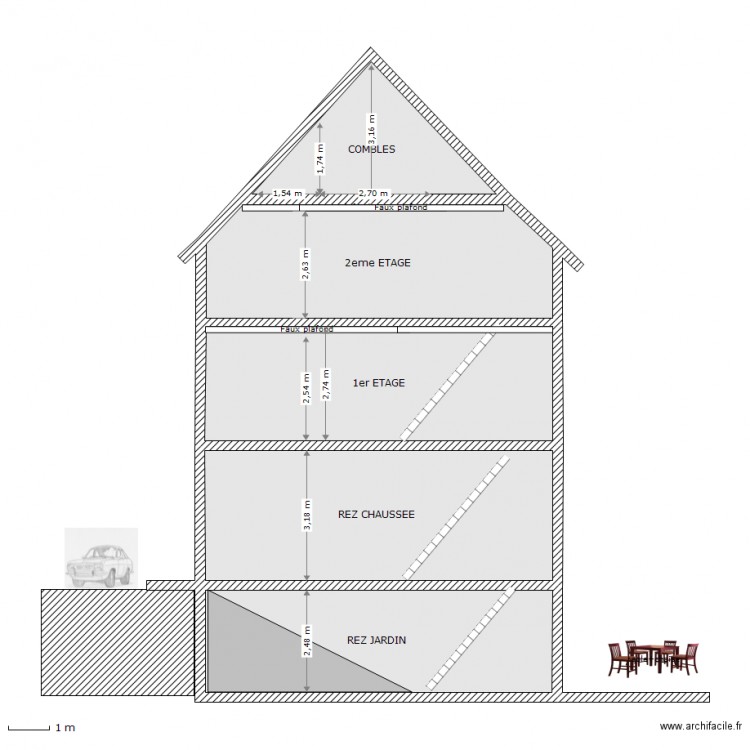 Chaussee de Lacroix - COUPE APRES TRANSFORMATIONS. Plan de 0 pièce et 0 m2