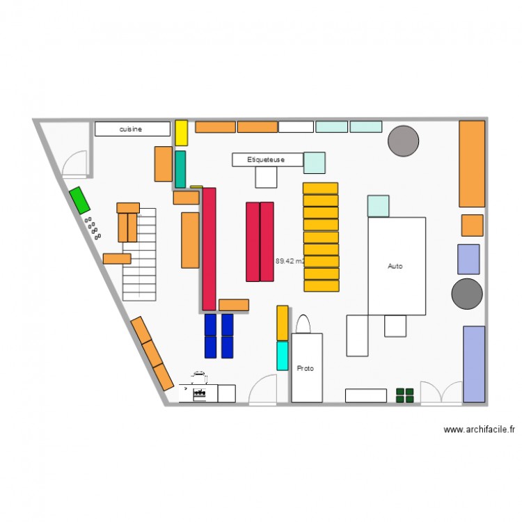 VINOVAE couleur. Plan de 1 pièce et 89 m2