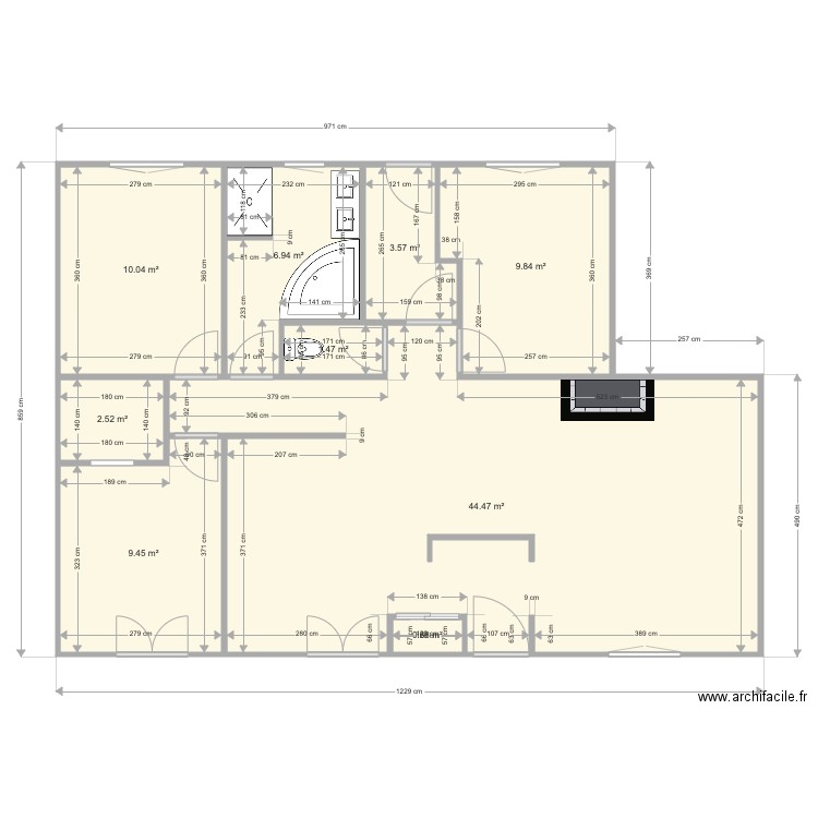 Marennes plan final cotation. Plan de 9 pièces et 89 m2