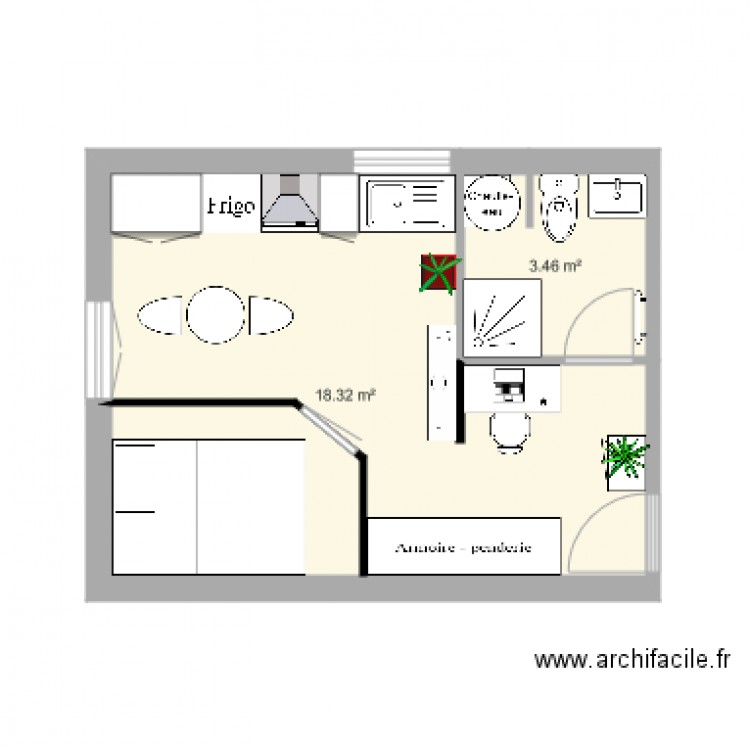 Appartement 1er étage droit vide. Plan de 0 pièce et 0 m2