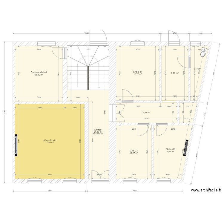 RdC cotation 1. Plan de 10 pièces et 116 m2