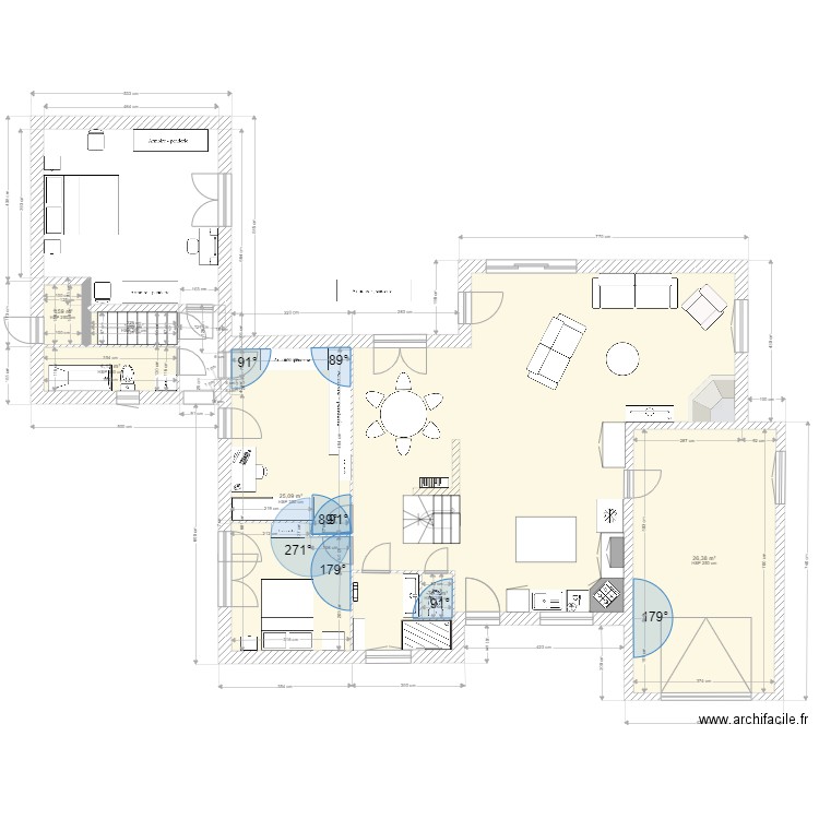 MAISON. Plan de 6 pièces et 60 m2