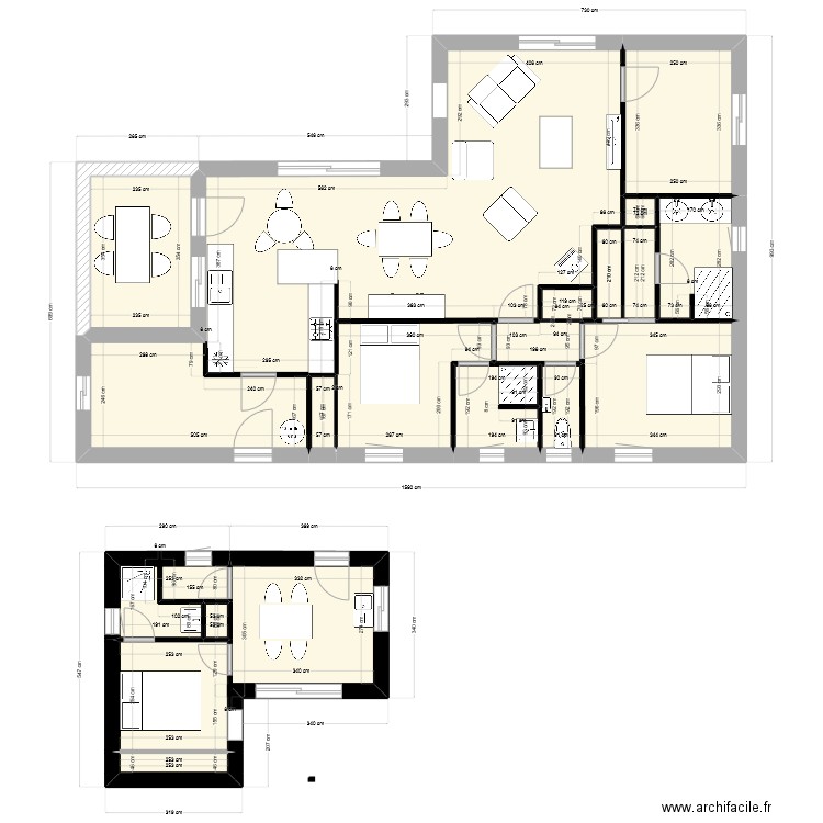 parent01. Plan de 18 pièces et 129 m2