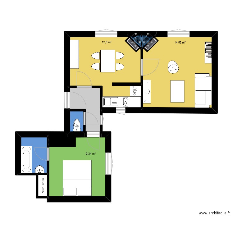 Projet Mathieu - Appartement Nancy. Plan de 9 pièces et 44 m2