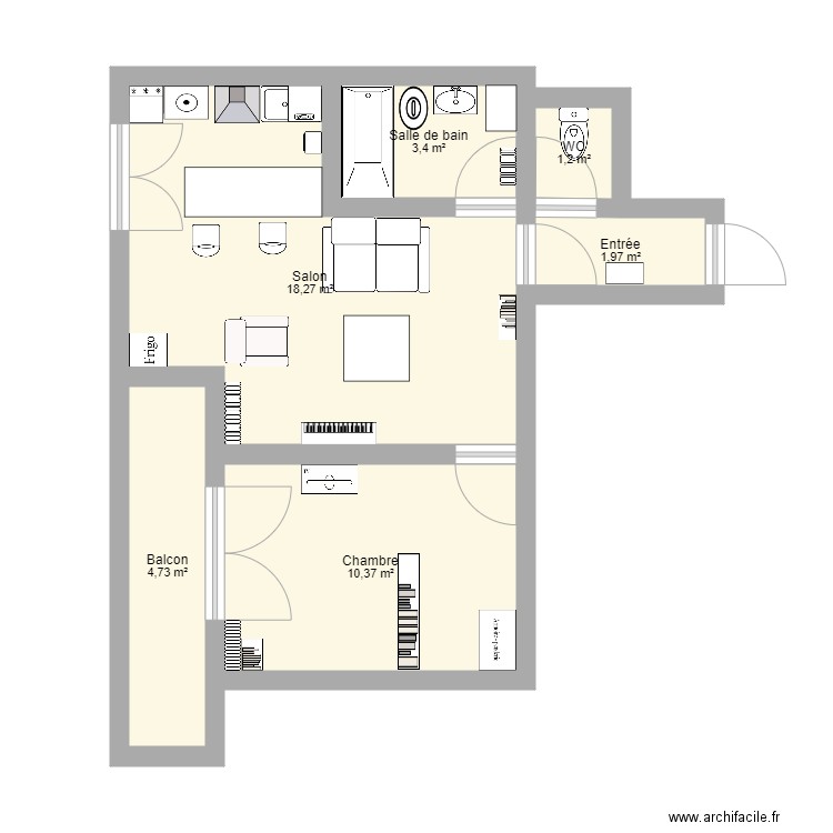 16 Impasse Barthe. Plan de 6 pièces et 40 m2