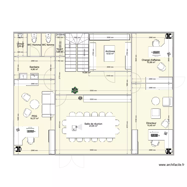 Bureau &eacute;tage 2. Plan de 