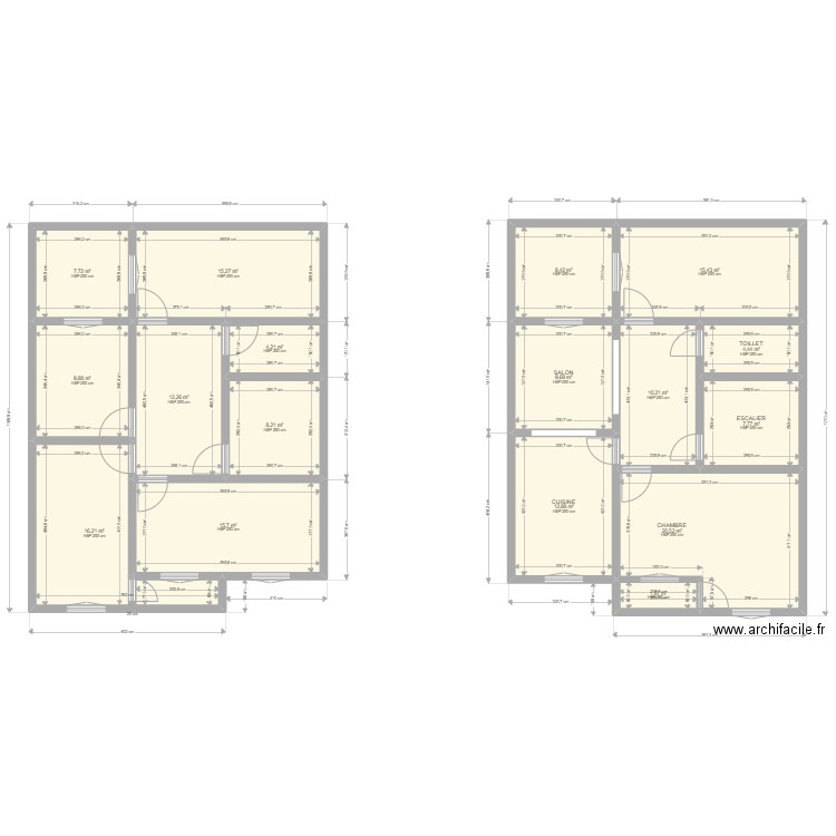 saja. Plan de 17 pièces et 181 m2