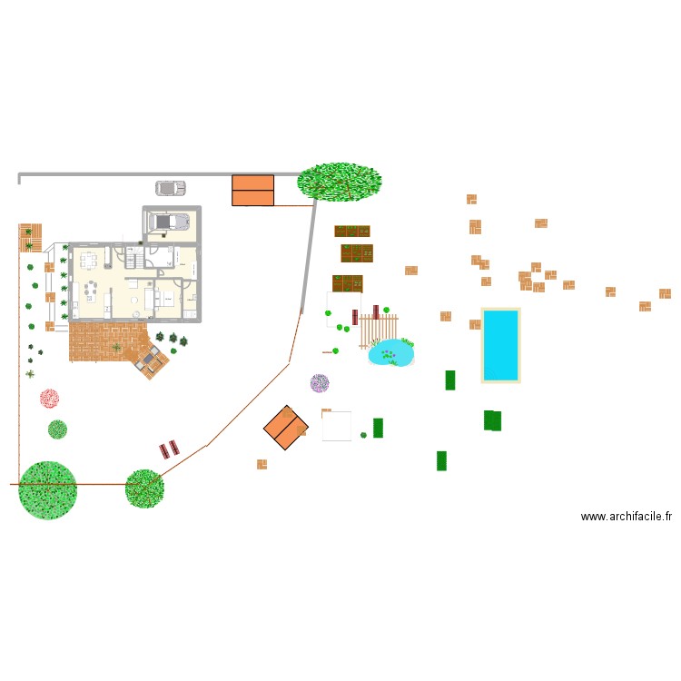 cuisine. Plan de 8 pièces et 100 m2