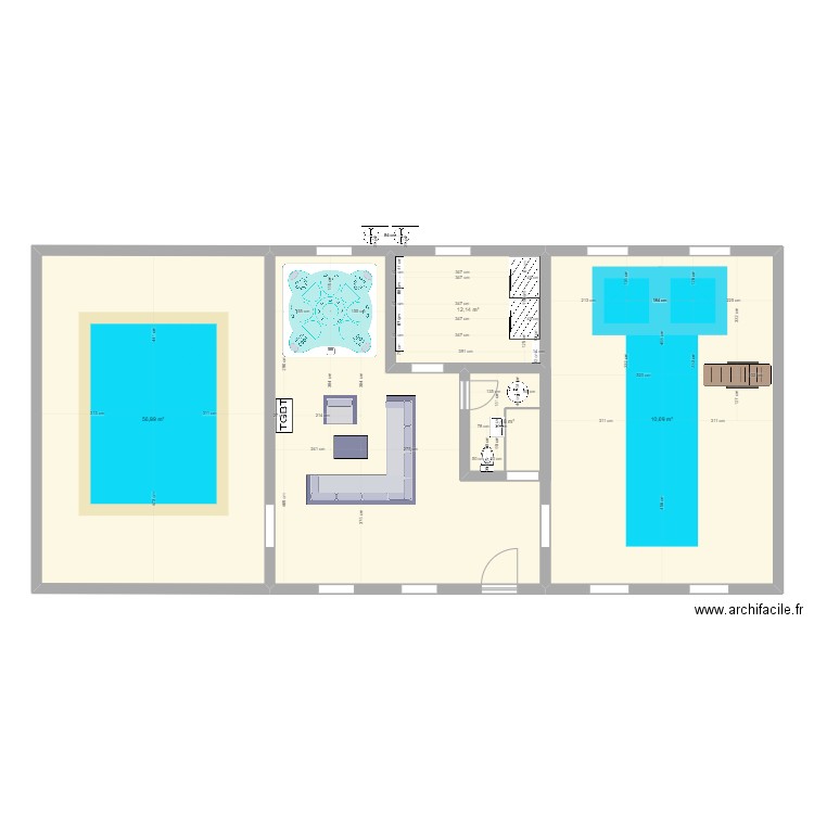 pisicne . Plan de 4 pièces et 131 m2