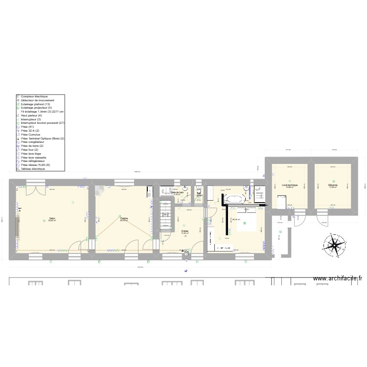 benetrie. Plan de 9 pièces et 124 m2