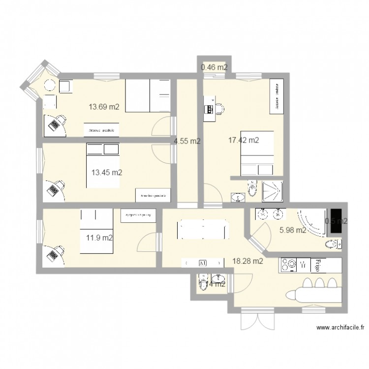 Plan deux appart 2 et 3eme etages. Plan de 0 pièce et 0 m2