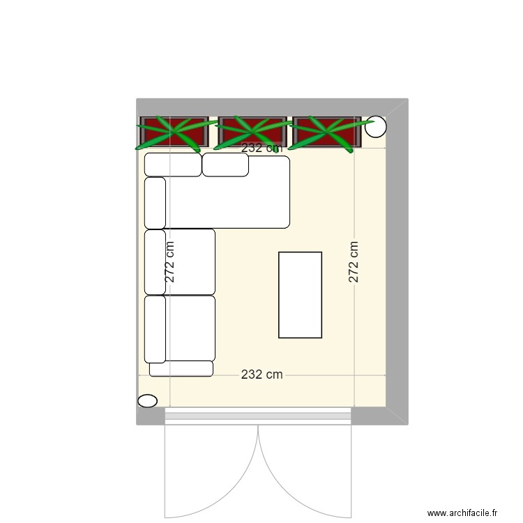 balcon2. Plan de 1 pièce et 6 m2