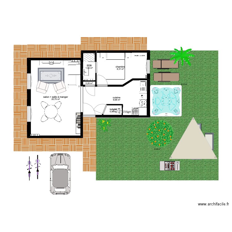 plan 1. Plan de 6 pièces et 42 m2