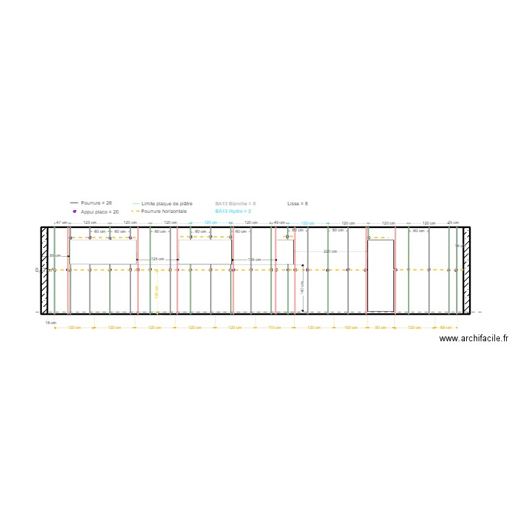 PALN PLACO FACADE OUEST. Plan de 3 pièces et 33 m2