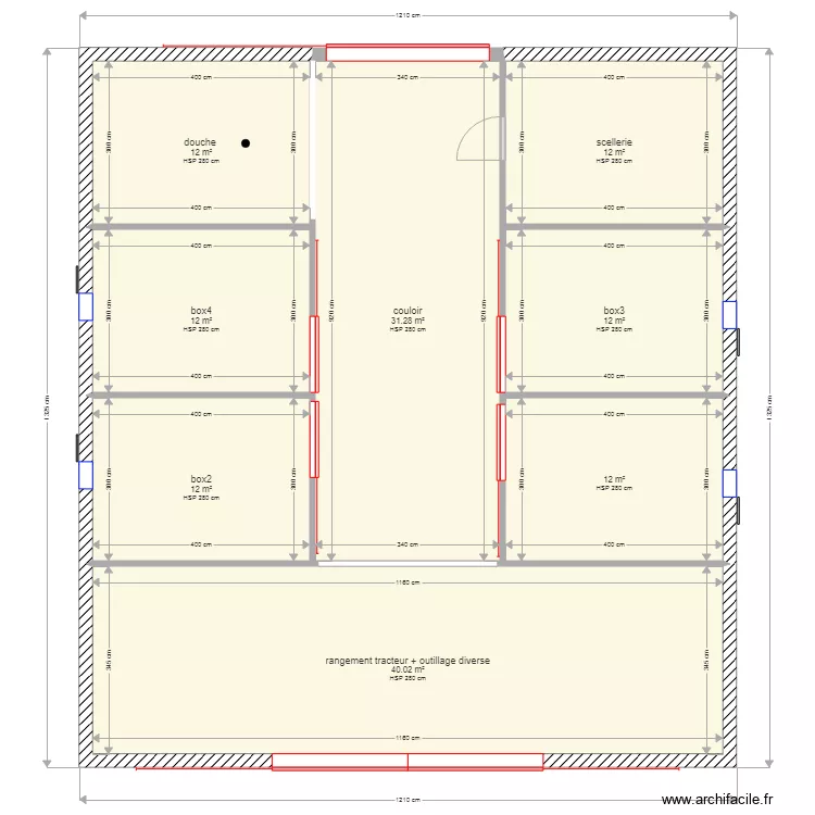 box chevaux. Plan de 