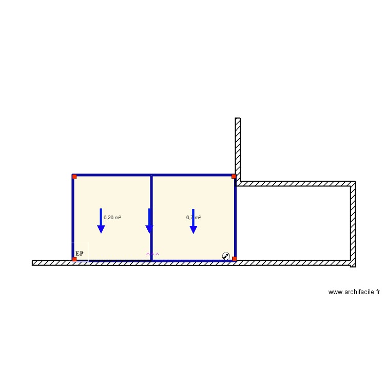 Fernando Lopes- Loulé. Plan de 2 pièces et 13 m2