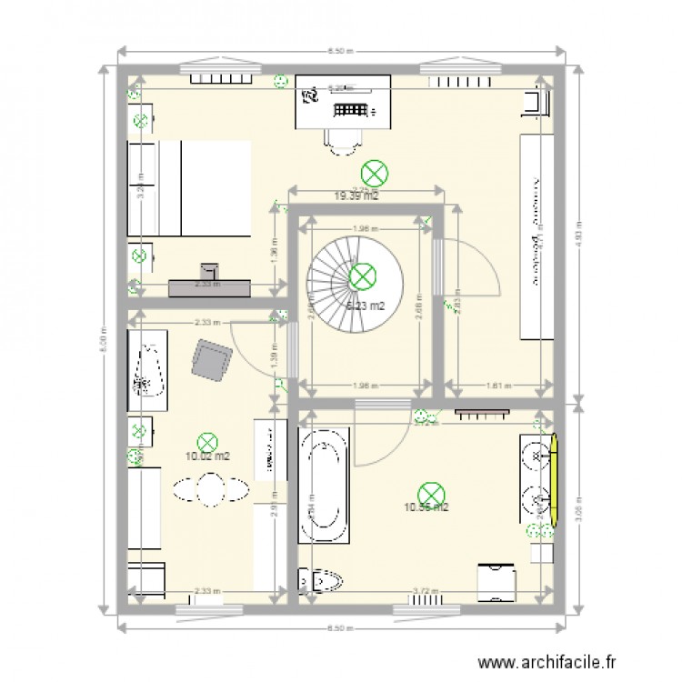 Maison vue du 1er étage. Plan de 0 pièce et 0 m2