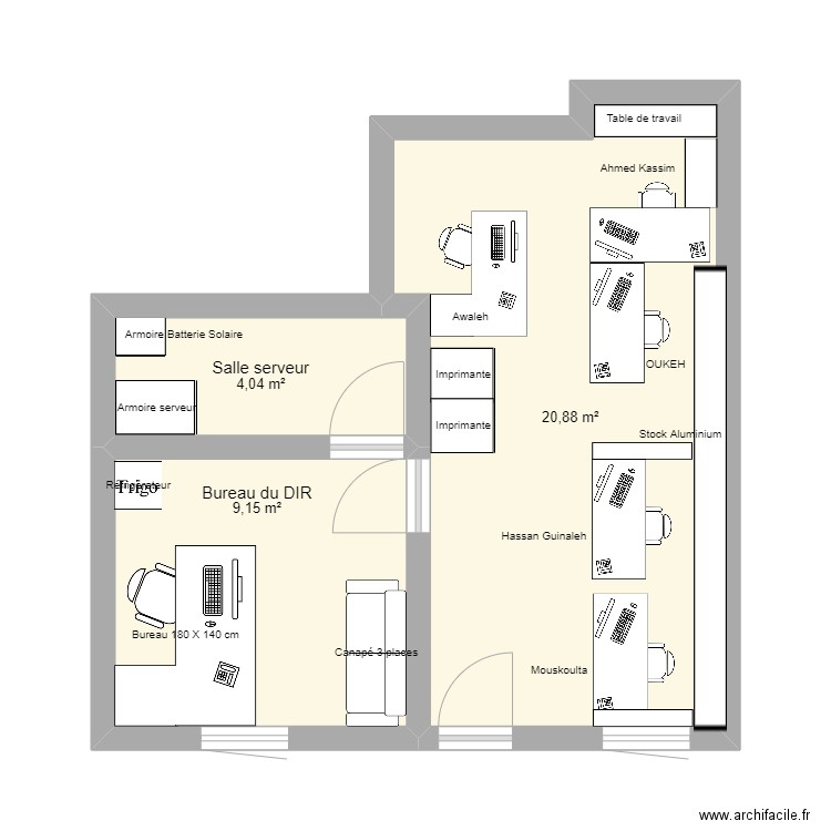 Plan DIC. Plan de 3 pièces et 34 m2