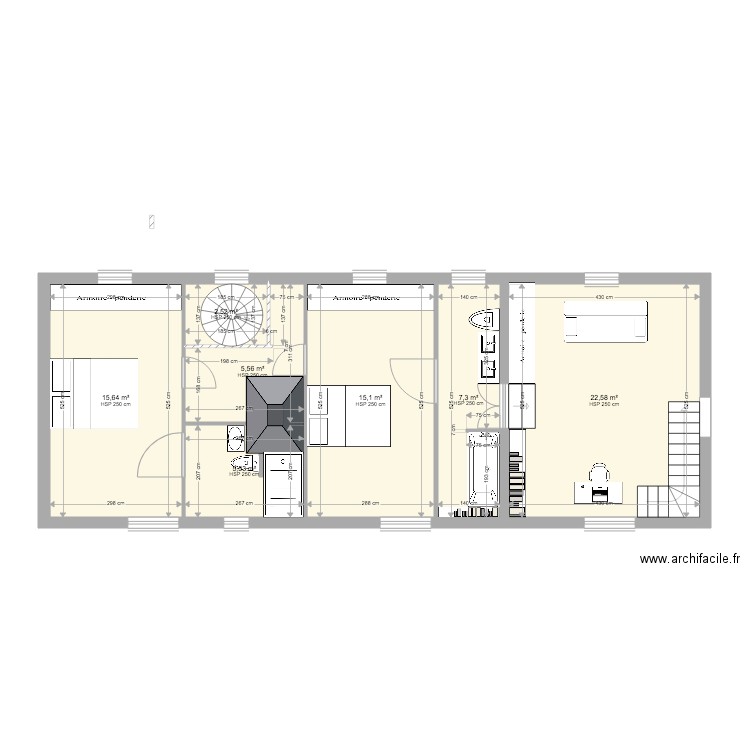 la colombière étage. Plan de 7 pièces et 74 m2