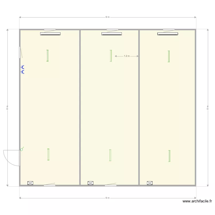 L89 800cm x 900cm. Plan de 