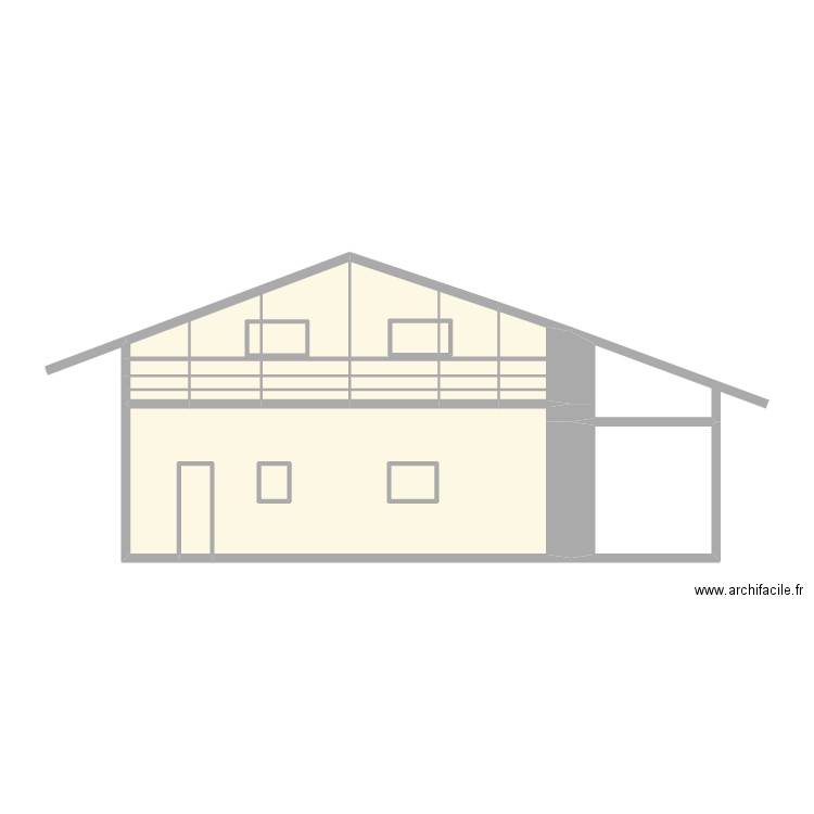 Facade existante. Plan de 27 pièces et 55 m2