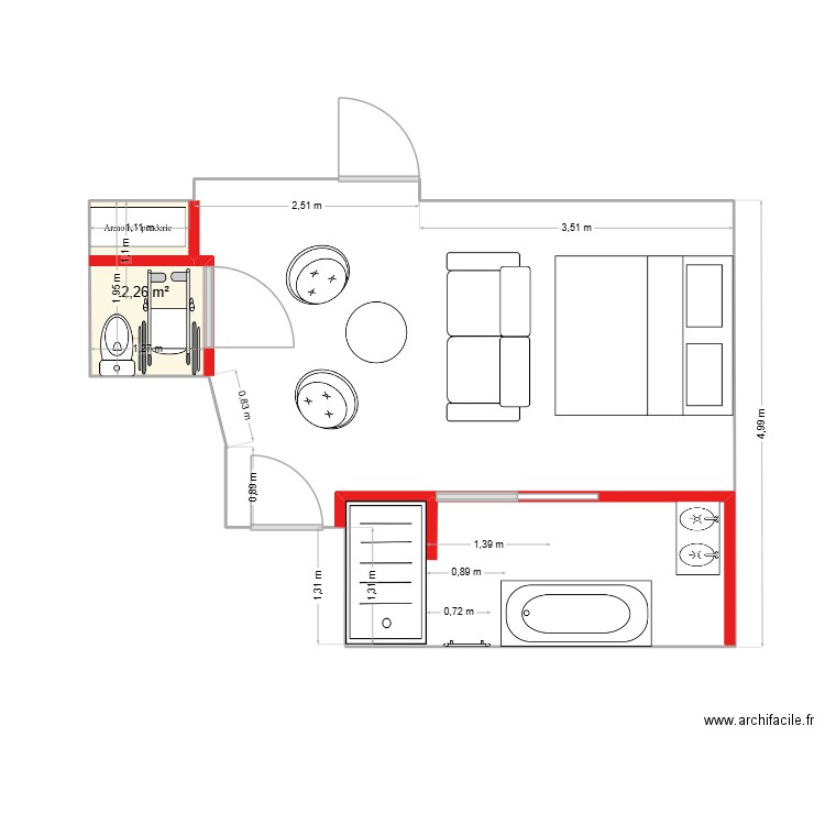 GARAGE PLAN SDB. Plan de 1 pièce et 2 m2