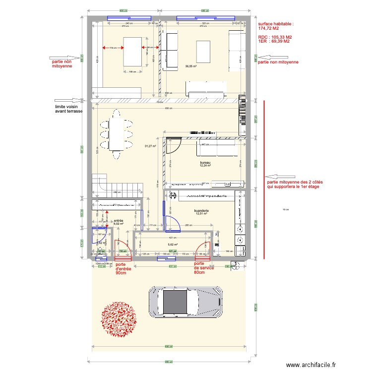 AM Deneuville. Plan de 15 pièces et 217 m2