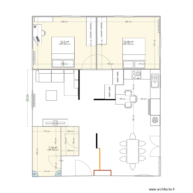 maison. Plan de 3 pièces et 31 m2