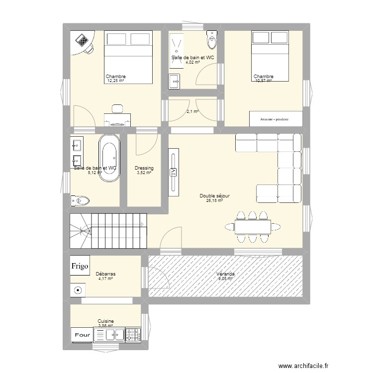 Sébenikoro Etage. Plan de 10 pièces et 81 m2