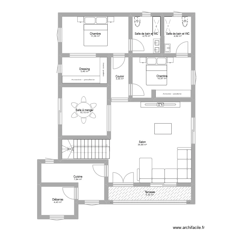 S&eacute;benikoro Etage. Plan de 11  et 103 m²