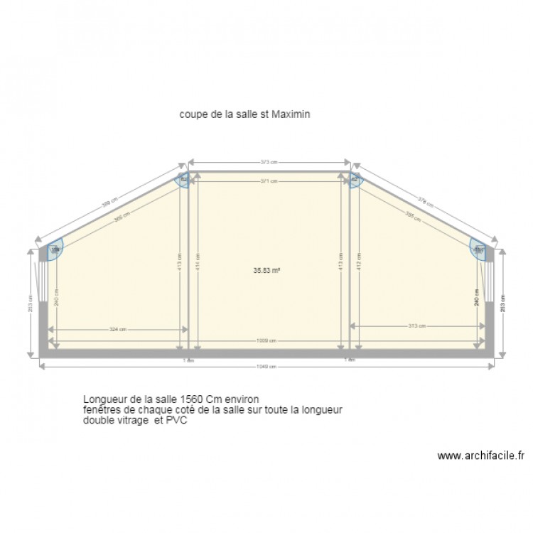 plan en coupe de la salle ST  Maximin. Plan de 0 pièce et 0 m2