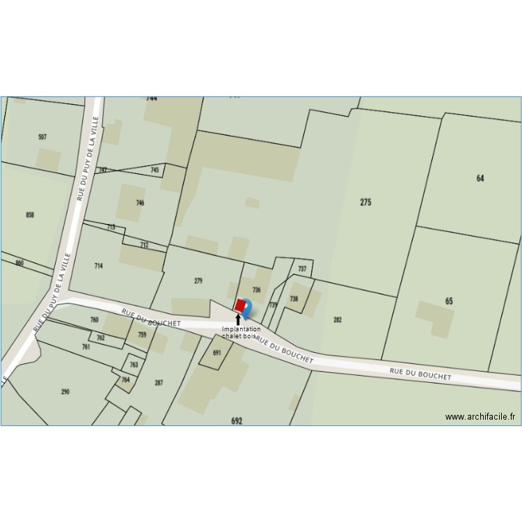 implantation chalet. Plan de 0 pièce et 0 m2