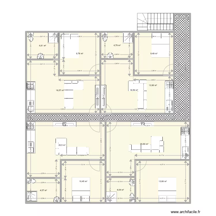 Appartements T2 Brk976. Plan de 