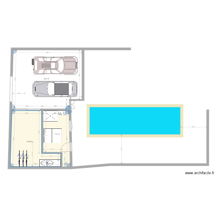 garage ré 3. Plan de 3 pièces et 87 m2